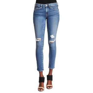 FRAME DENIM Le Skinny De Jeanne Distressed Jeans Laurel Wash Women's 24